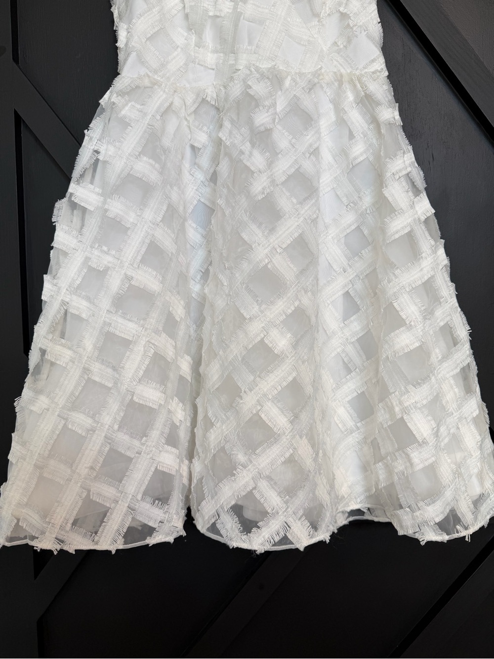 NWT ZAC Zac Posen White Textured Plaid Mini Dress, Size 6 - Picture 4 of 11